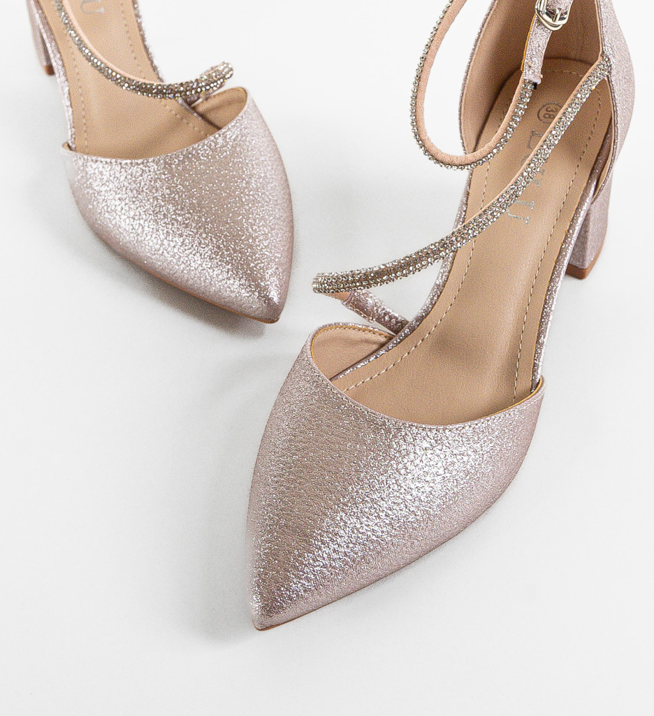 Pantofi Dama Charis Aurii cu Toc Eleganți - imagine 5