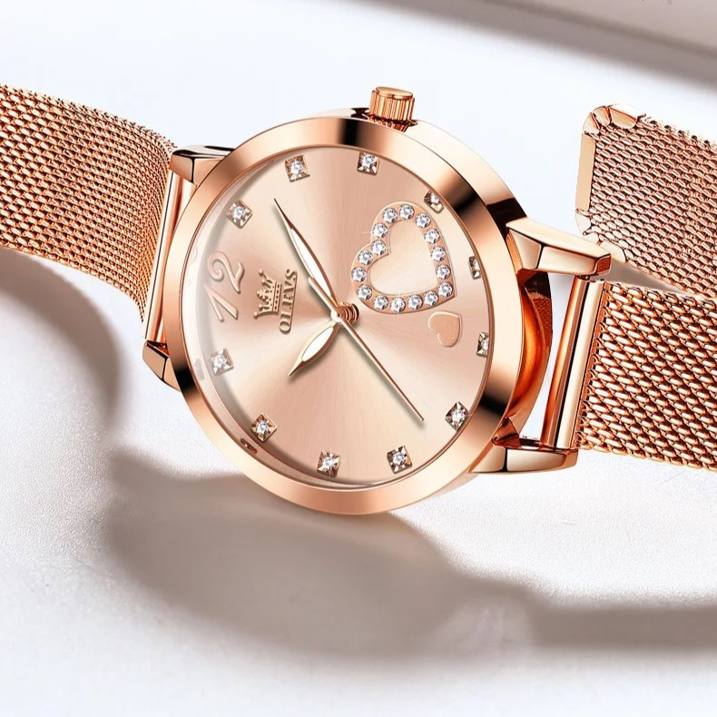 Ceas de dama Olevs CS1641 otel inoxidabil rose gold, 36 mm - imagine 5