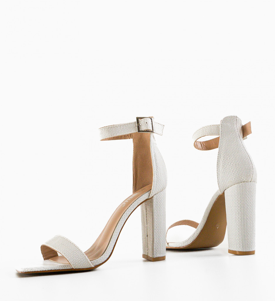 Sandale Grace Albe cu Toc Elegante