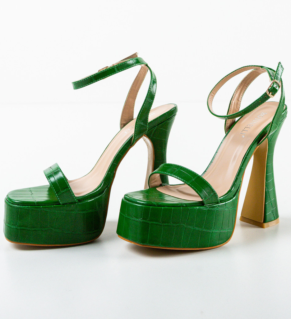 Sandale Obihama Verzi cu Toc Elegante - imagine 6