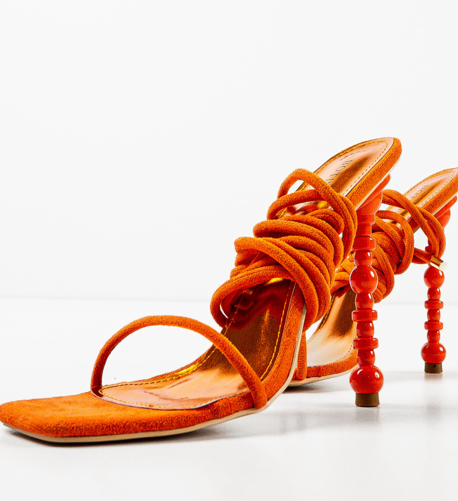 Sandale cu Toc Haseeb Portocalii | Eleganță - imagine 5