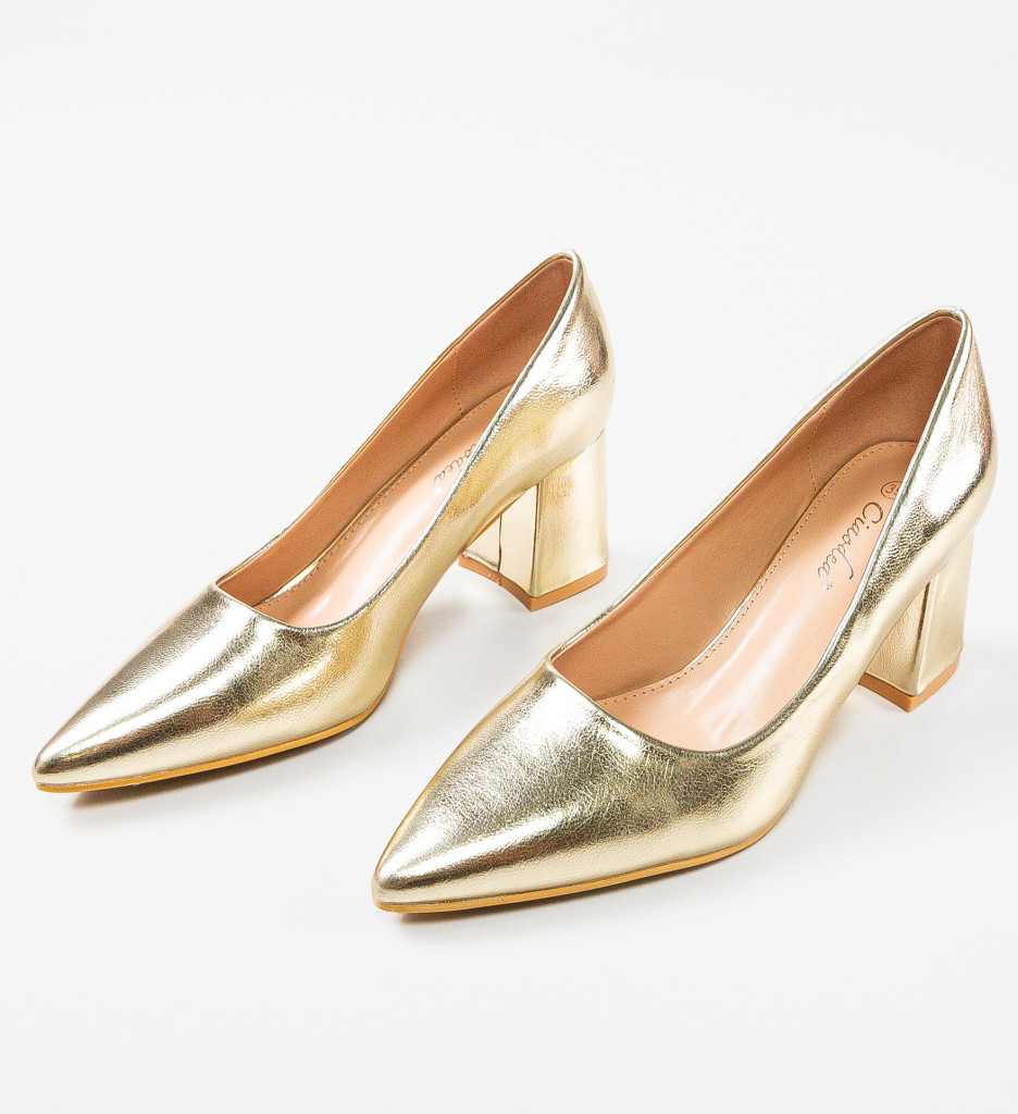 Pantofi Trev Aurii - Eleganță și Stil cu Toc - imagine 7