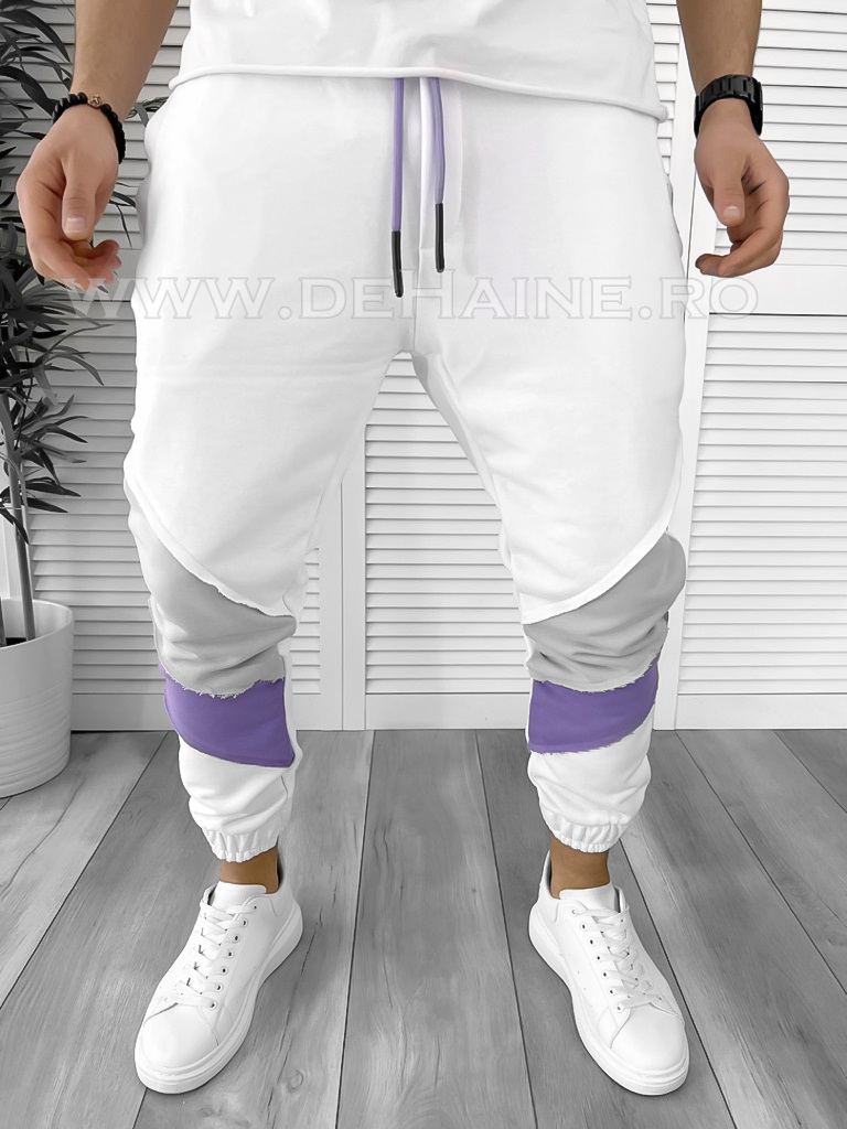 Pantaloni de trening albi conici K154  P20-2.1