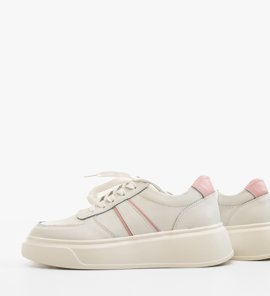 Sneakers Dama Briseis Albi din Piele Naturală - imagine 4