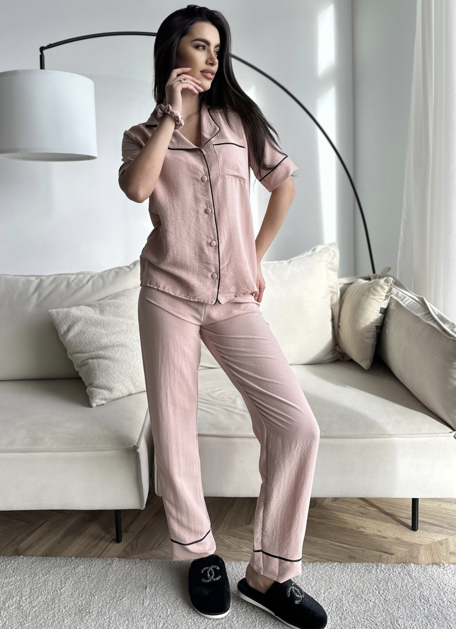 Set Pijama Damă Delis, 2 Piese, Crem