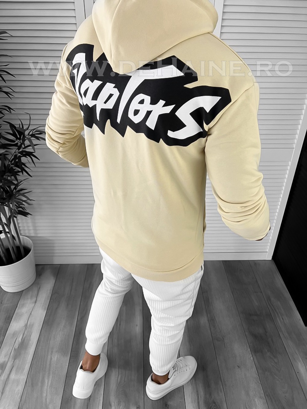 Hanorac Barbati Bej Slim Fit cu Imprimeu