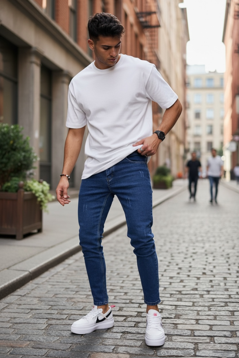 Blugi Barbati Conici Bleumarin | Stil Office