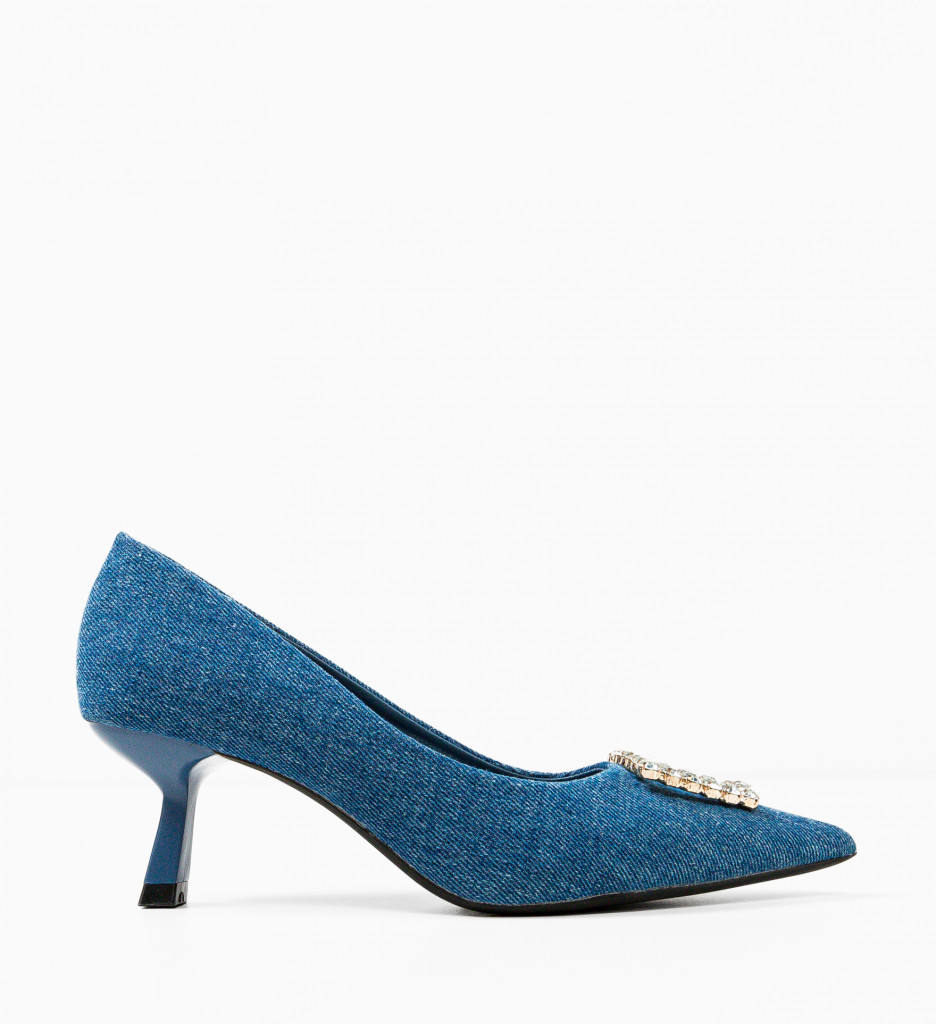 Pantofi Riya Albastri cu Toc Eleganți - imagine 4