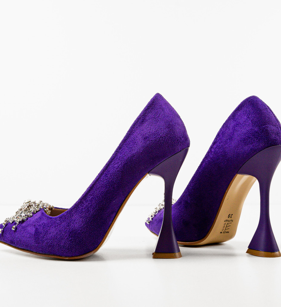 Pantofi Yerer Mov cu Toc Eleganți - imagine 6