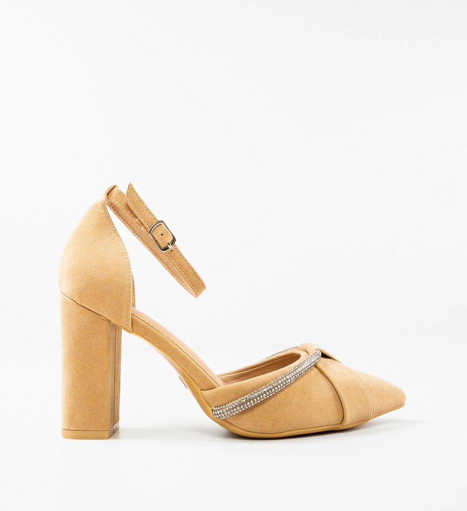 Pantofi Dama Kahuran Bej cu Toc Eleganți - imagine 4