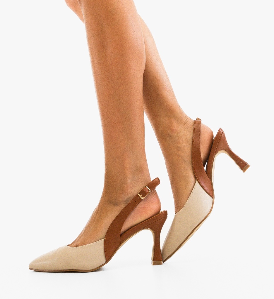 Pantofi Stiletto Dama Klem Bej - Eleganță - imagine 2