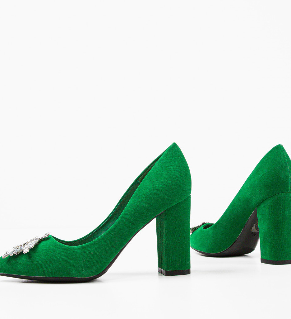 Pantofi Hebebe Verzi cu Toc Eleganți - imagine 4