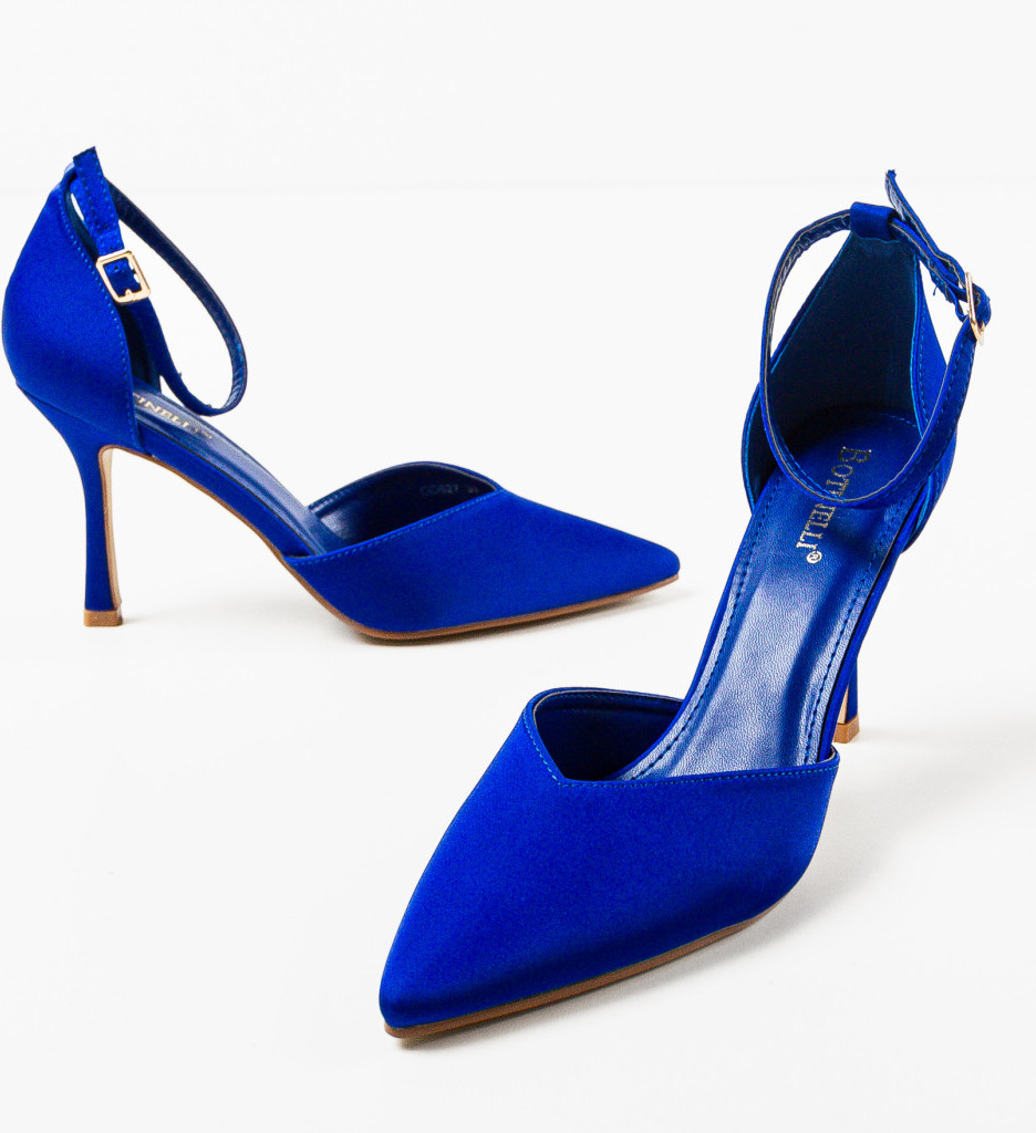 Pantofi cu Toc Albastri Eleganți Cafelini - imagine 7