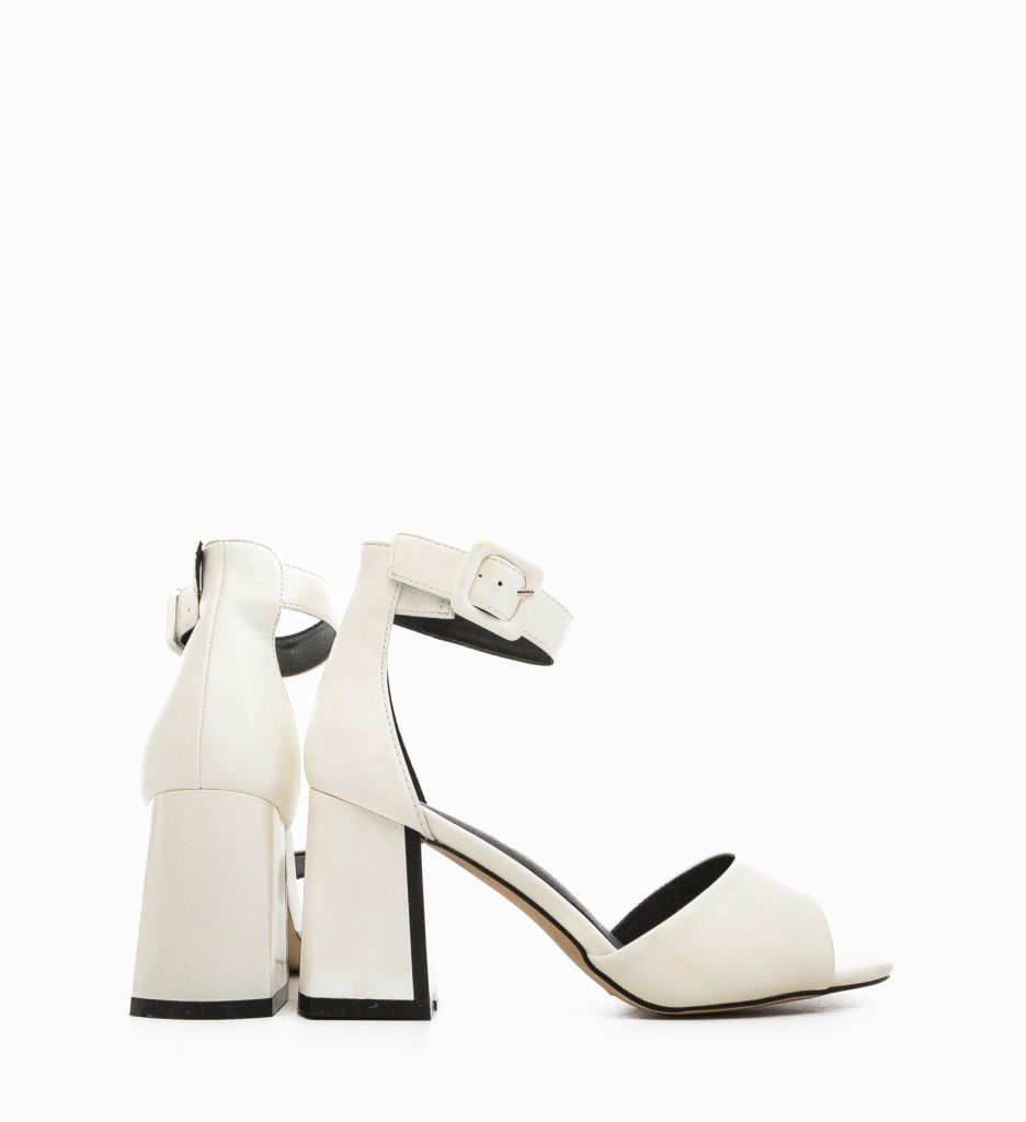 Sandale Dama Kraspe Albe cu Toc Elegant - imagine 3