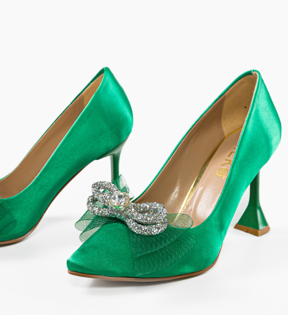 Pantofi Dydyan Verzi Eleganți cu Toc - imagine 10