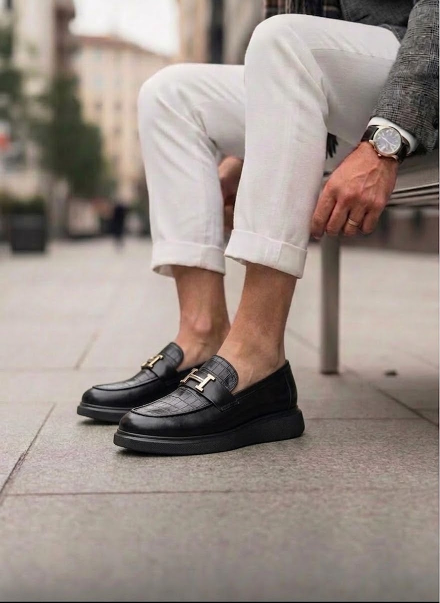 Mocasini barbati H  casual  negri  piele eco  comozi   H01 N12-3