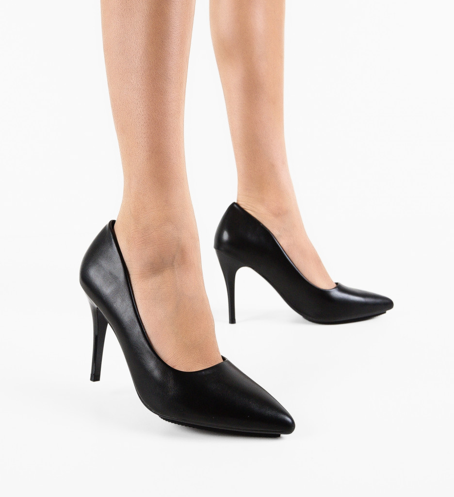Pantofi Dama Lepye Negri Eleganți cu Toc - imagine 13