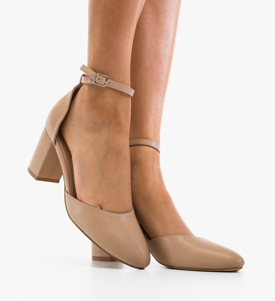 Pantofi Dama Mer Nude Eleganți cu Toc - imagine 4