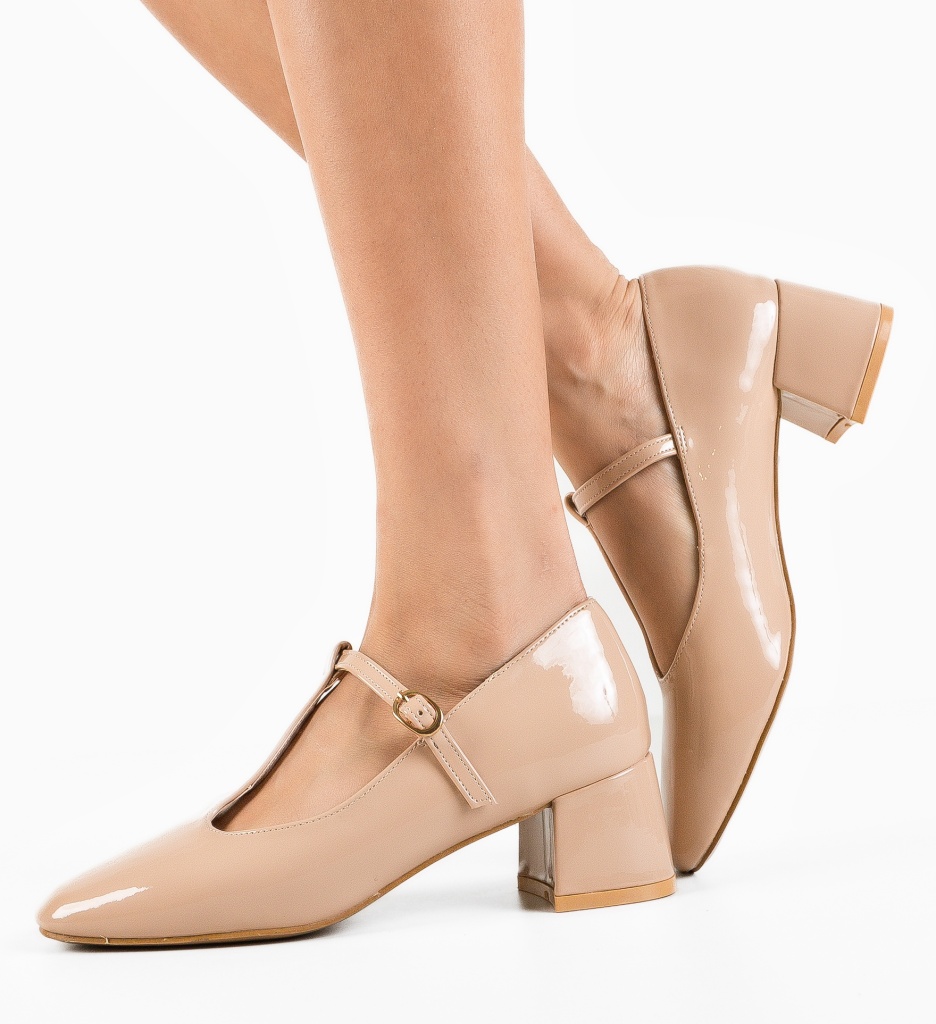 Pantofi dama Ketofa Bej cu toc elegant
