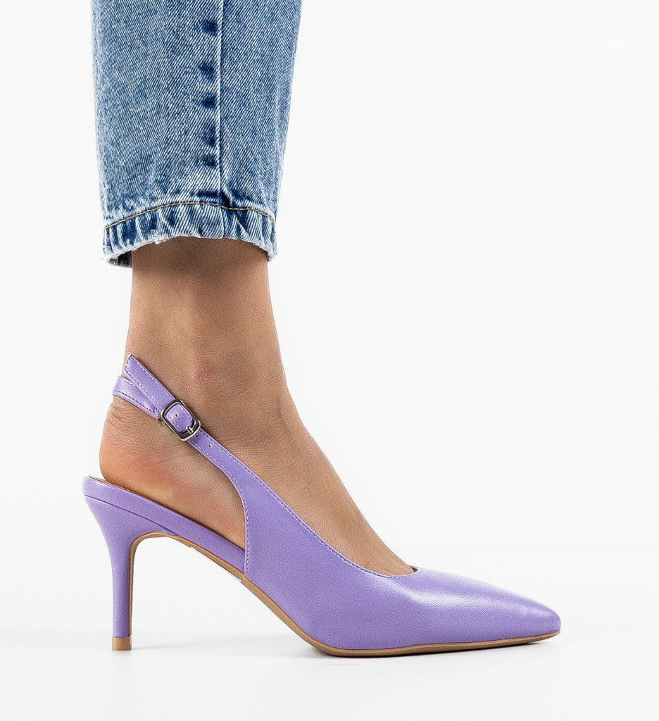 Pantofi Leroy Mov Eleganți cu Toc - imagine 5