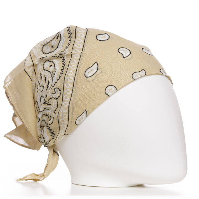 Shopika Bandana Bej cu Imprimeu Alb