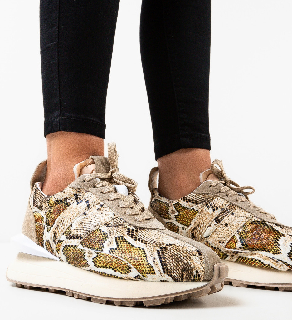 Sneakers Jaslene Bej - Eleganță Sport - imagine 3