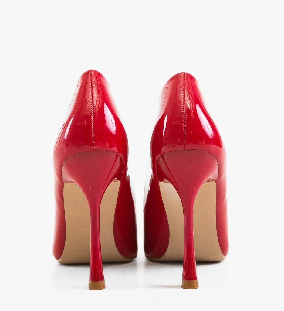Pantofi Dama Paple Rosii Eleganți cu Toc - imagine 4