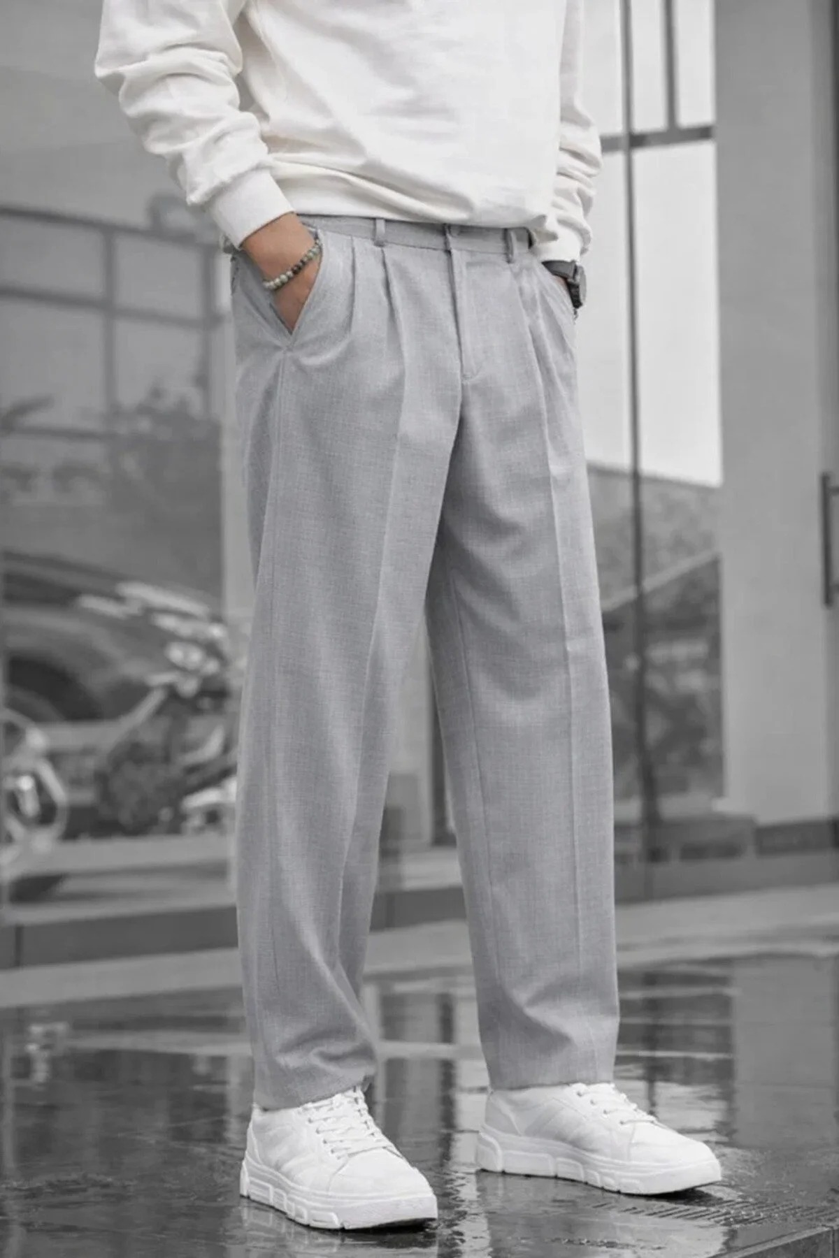 Pantaloni barbati casual  croiala lejera  gri  B01