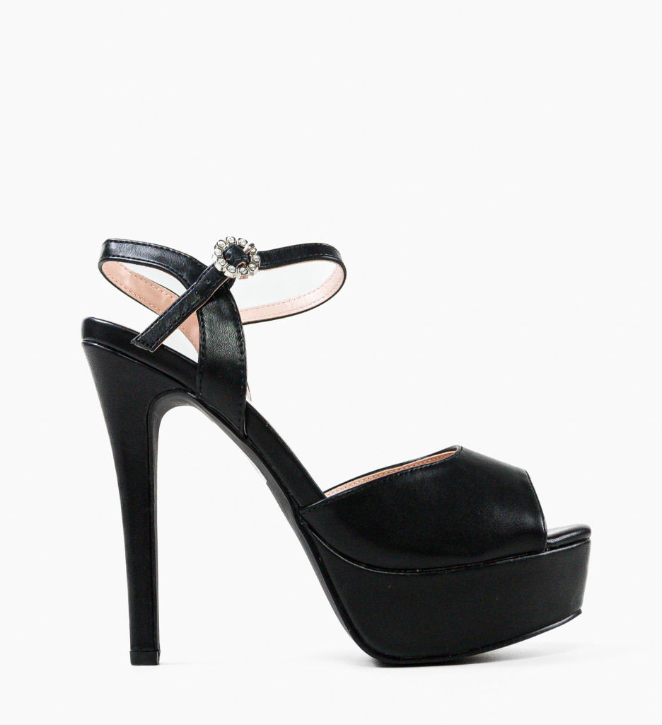 Sandale Moctez Negre cu Toc Elegante - imagine 5