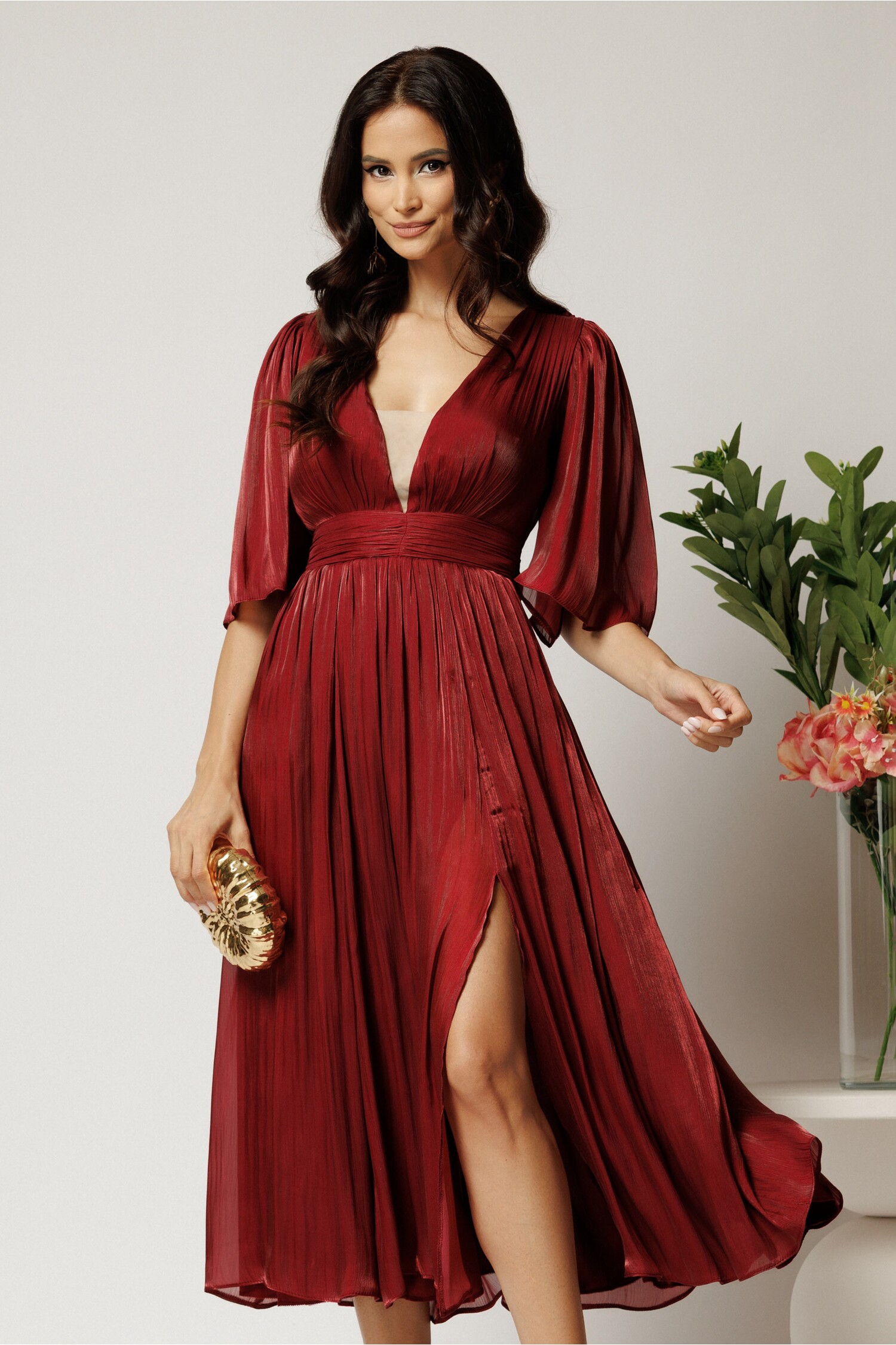 Rochie Eleganta Bordo Cununie Civila | DY Fashion