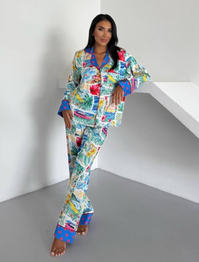 Pijama 2 piese Delis satin mat, confort premium