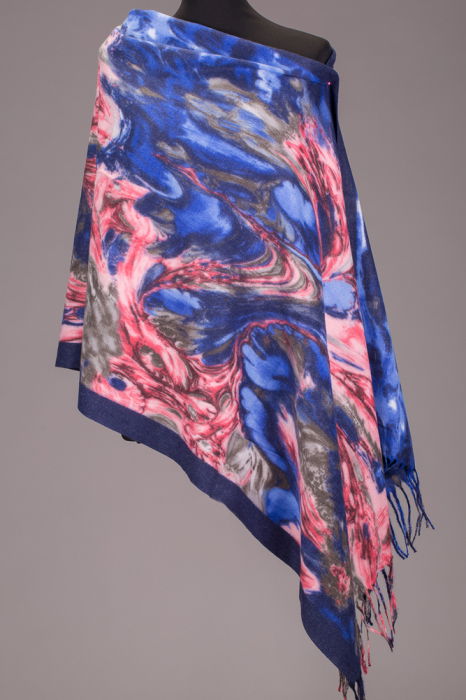 Esarfa Shopika Cashmere Imprimeu Albastru-Roz