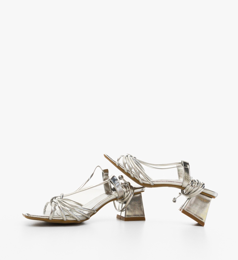 Sandale cu Toc Keanu Argintii | Elegante - imagine 4