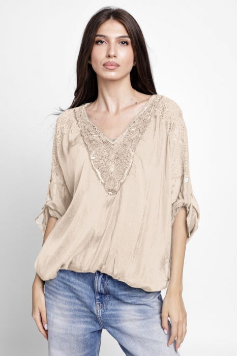Bluză Brodată Shopika | Eleganță cu Paiete Fine