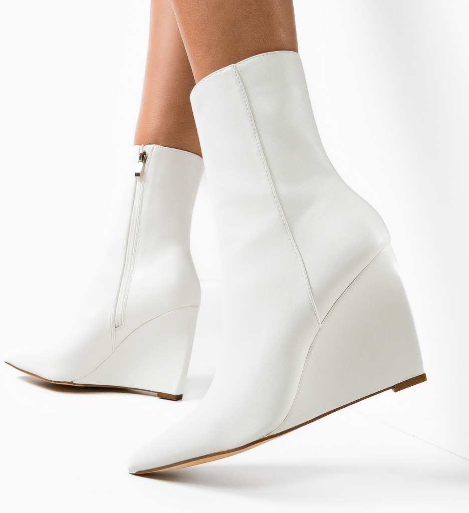 Botine Dama Delila Albe | Eleganță și Stil - imagine 2