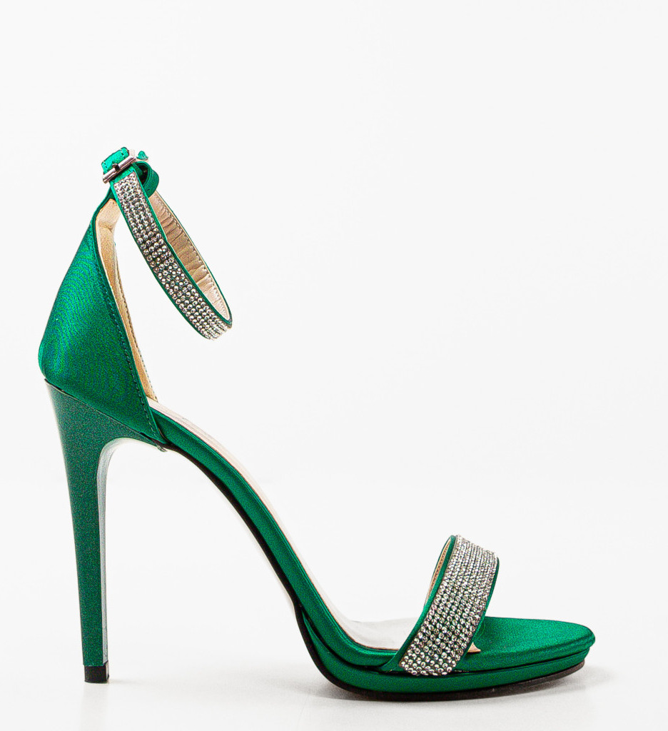 Pantofi Dama Cincil Verzi - Sandale cu Toc Elegante - imagine 3