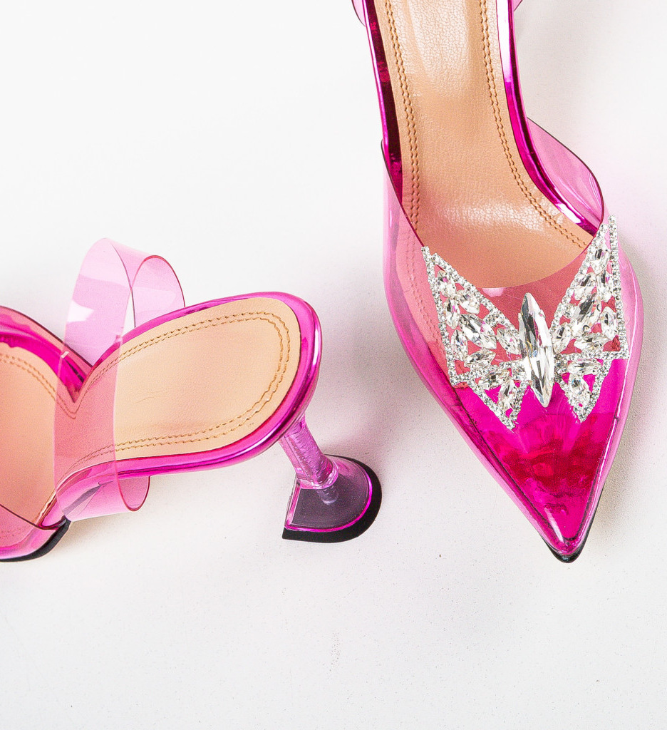Pantofi dama Fazan Fuchsia cu toc elegant - imagine 8