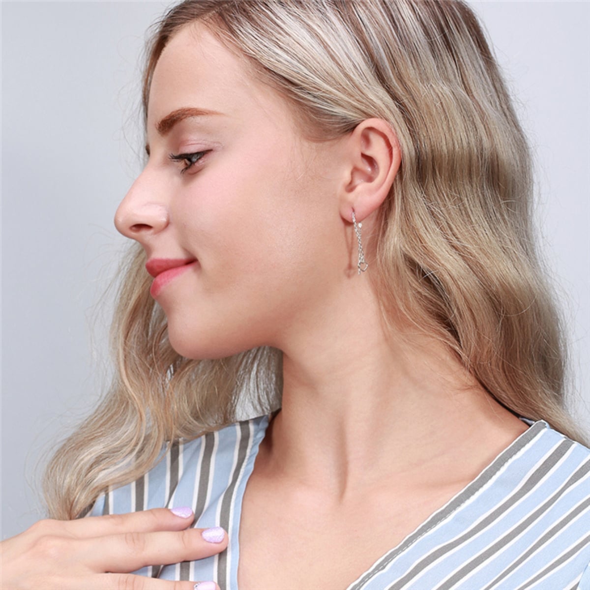 Cercei Lungi Inimioara Argint Delis - Eleganță - imagine 2