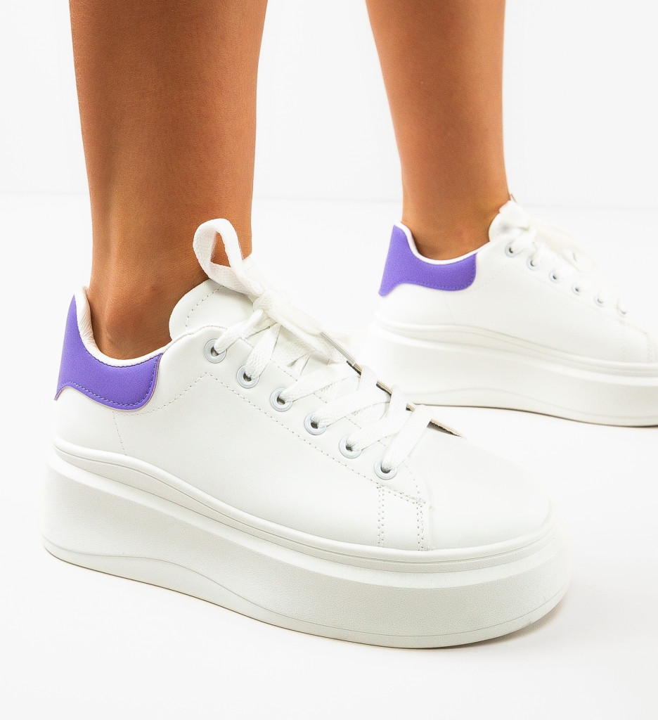 Sneakers Dama Sasha Albi - Confort și Stil - imagine 3