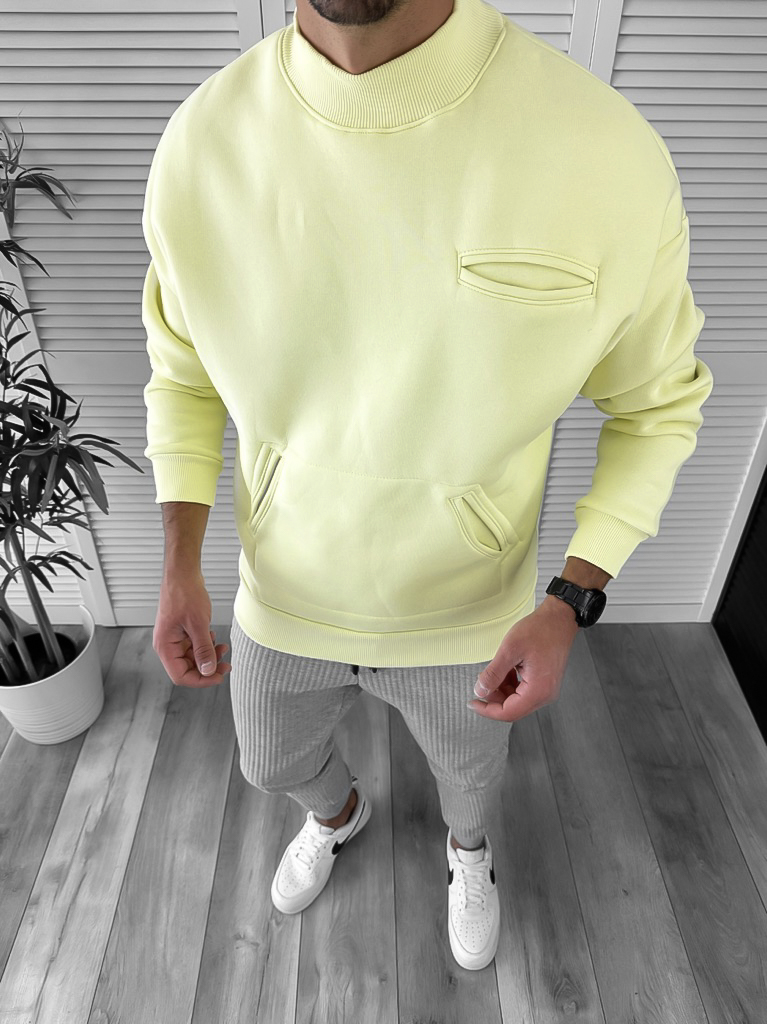 Hanorac Bărbați Galben Slim Fit Modern