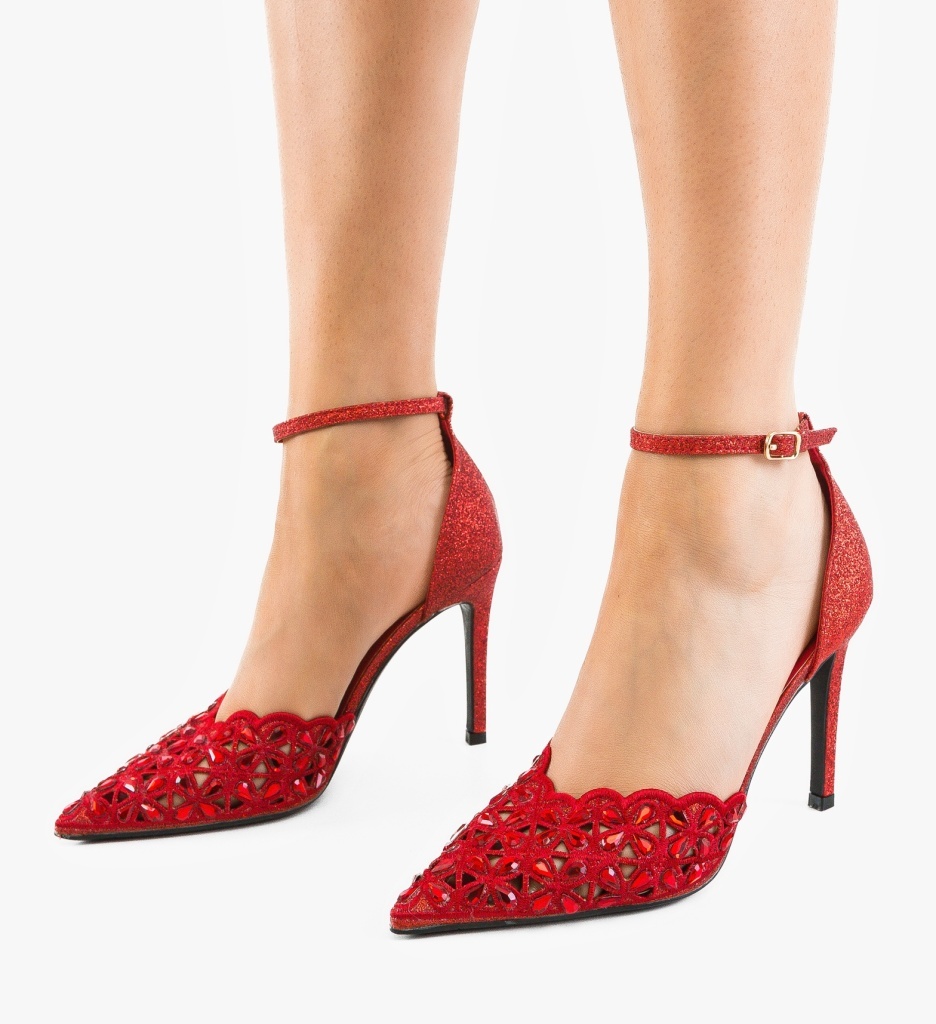 Pantofi Stiletto Tabylys Roșii Eleganți - imagine 3