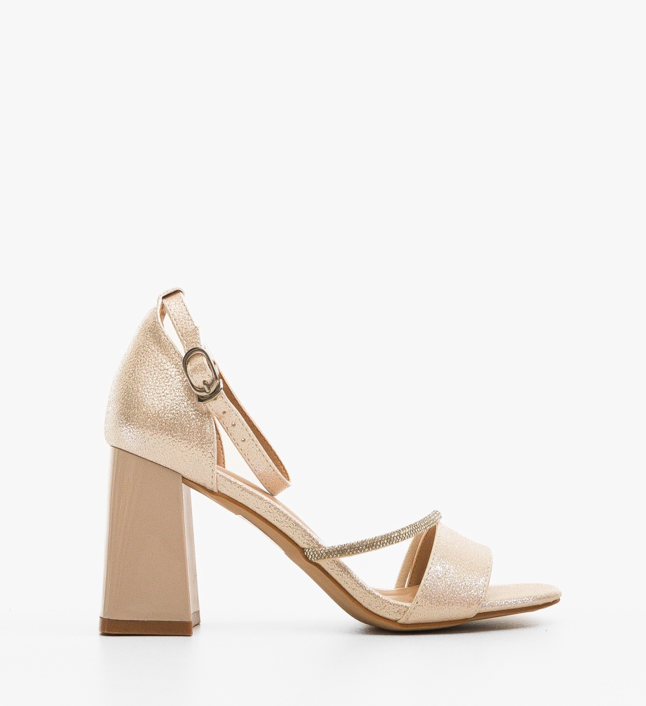 Sandale Dama Lyly Aurii cu Toc Elegante - imagine 2