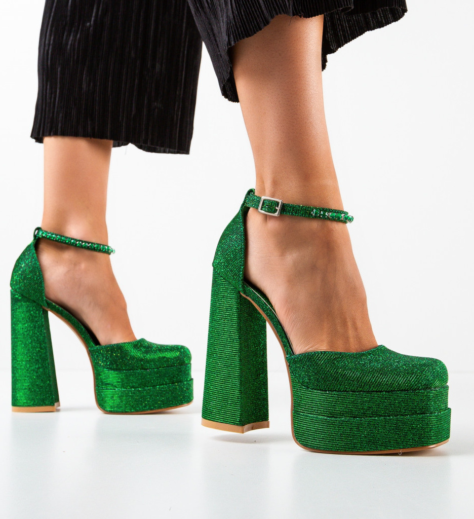 Pantofi Kierran Verzi cu Toc Eleganți - imagine 3