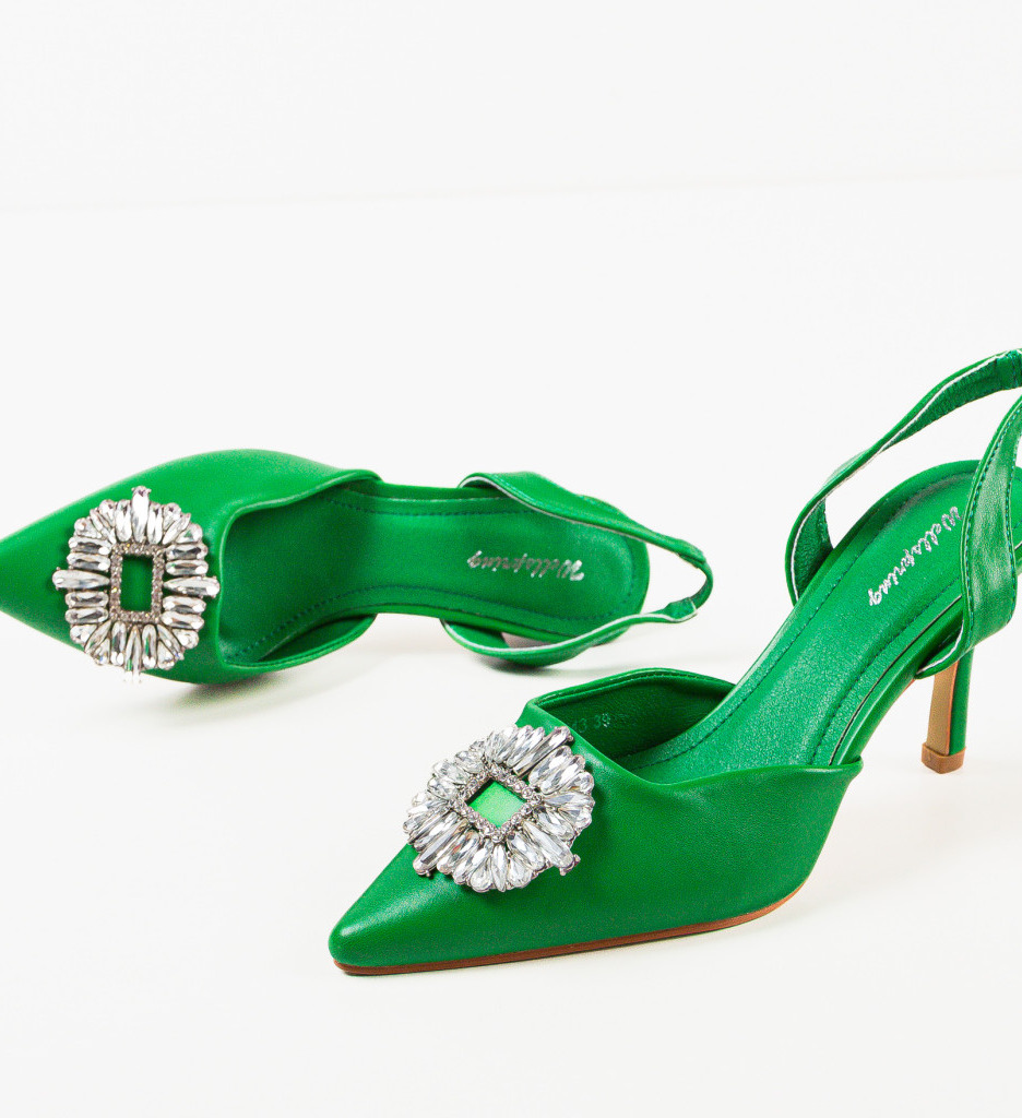 Pantofi dama Bill Verzi cu Toc Eleganți - imagine 8
