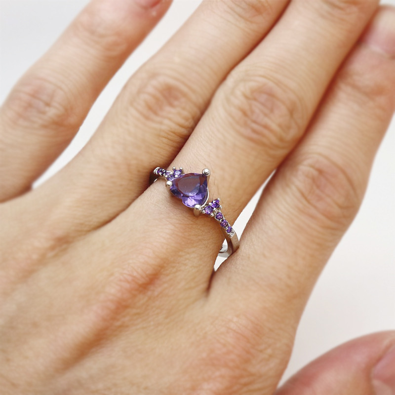 Inel Argint Amanda JW628 cu Zirconiu Mov - imagine 2