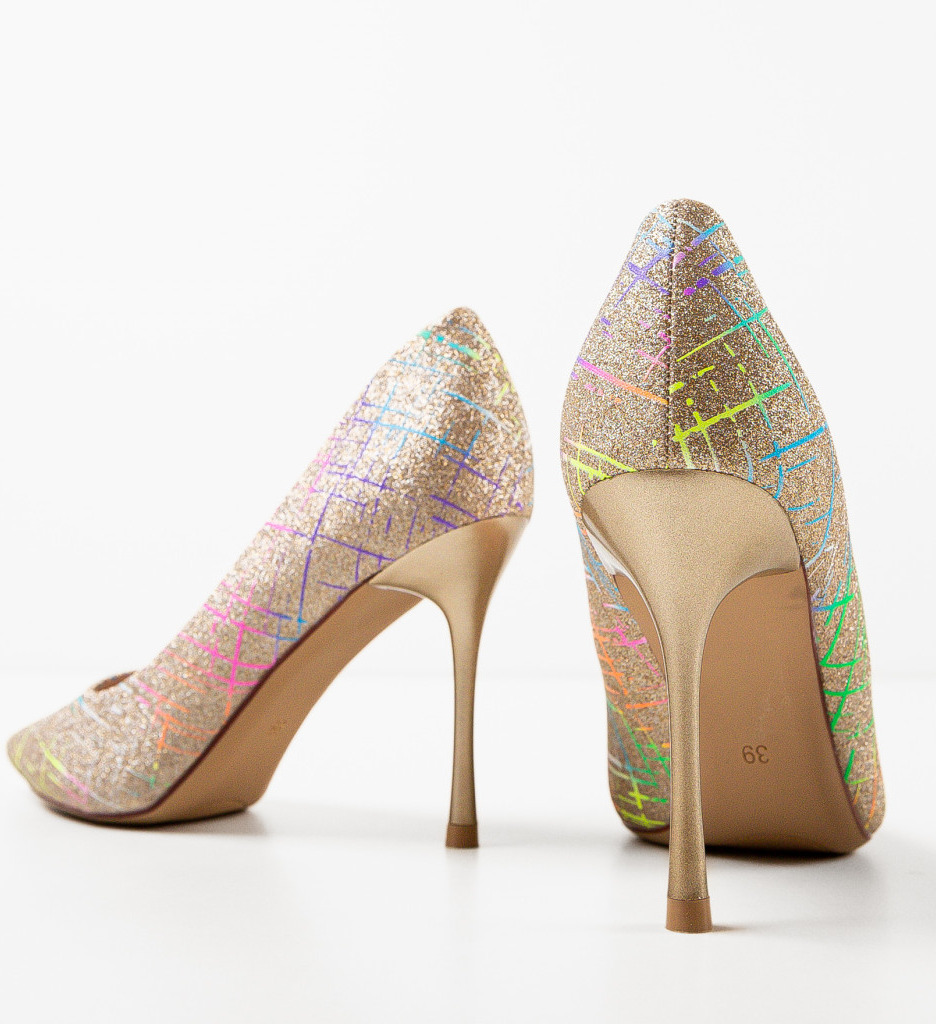 Pantofi cu toc Daisy Aurii - Eleganță și Stil - imagine 8