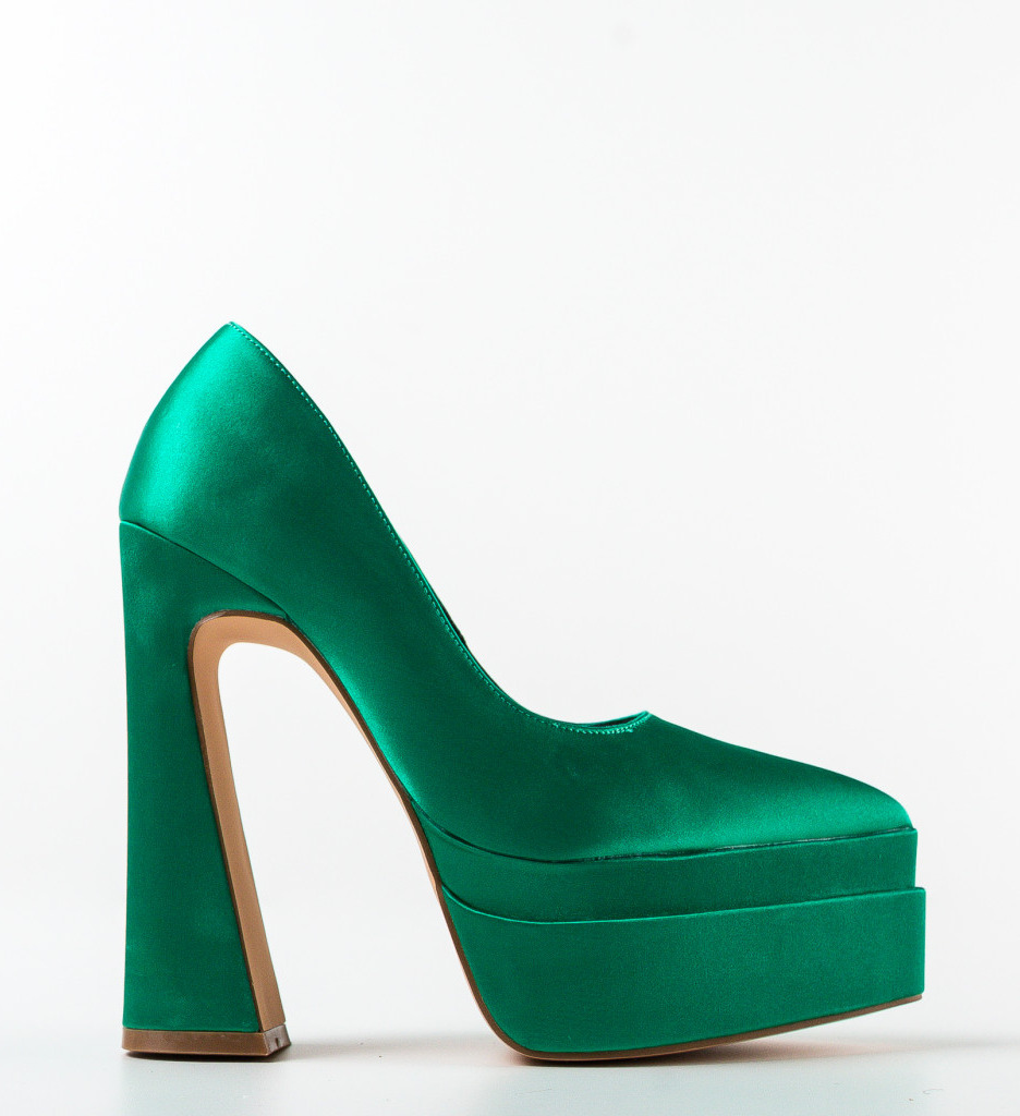 Carweb Pantofi Verzi cu Toc Eleganți - imagine 4