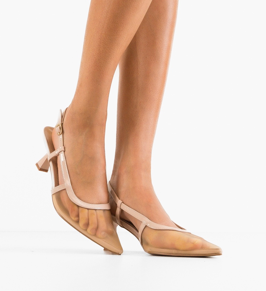 Pantofi Dama Laure Nude cu Toc Elegant