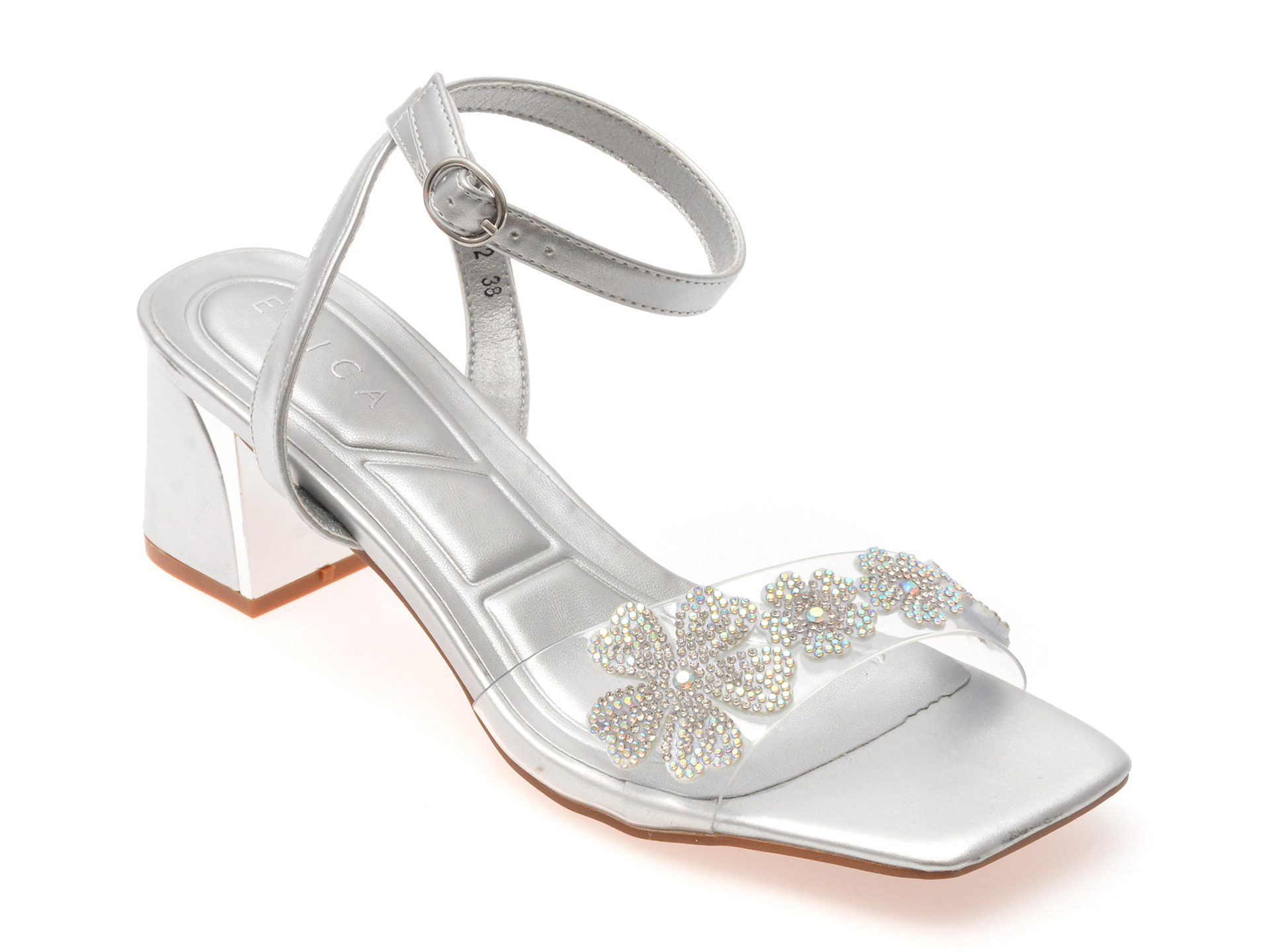 Sandale EPICA Argintii Elegante | Piele Eco