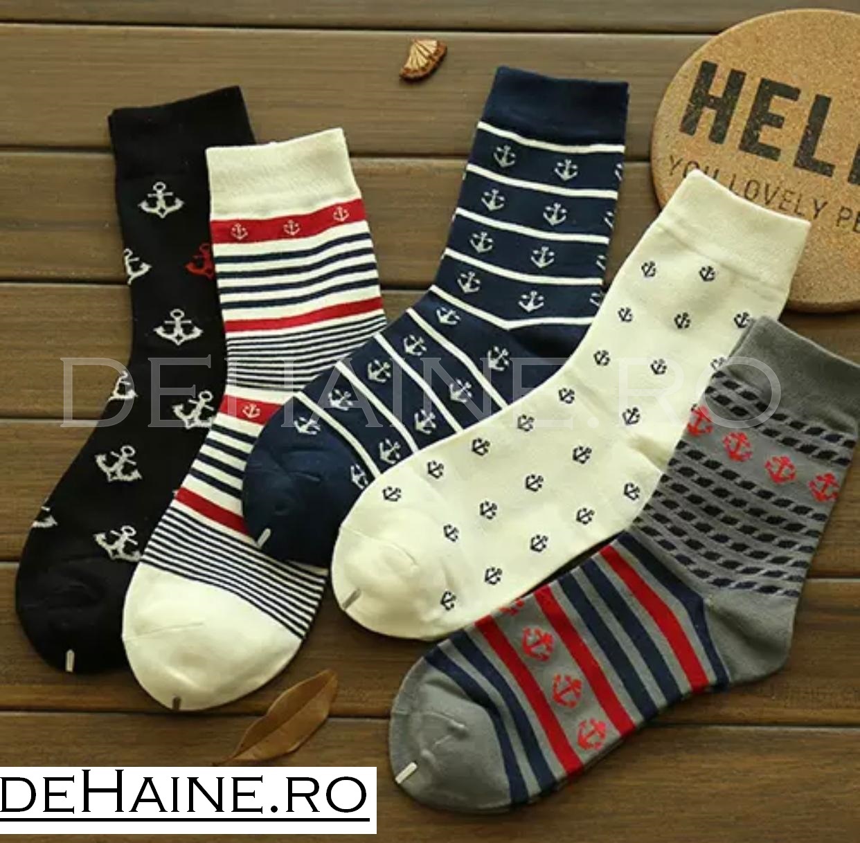 Set 5 Sosete Bărbați Imprimeu Variat, Bumbac